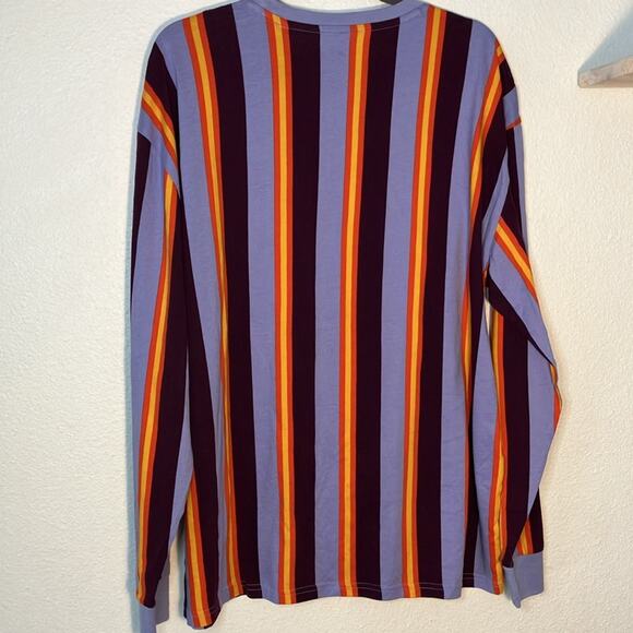 Pacsun pac cares cotton men’s long‎ sleeve shirt striped purple Orange top - Picture 2 of 4
